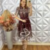 Vestido Raquel Em Viscoamida Bordado - Marrom - Milla Chic