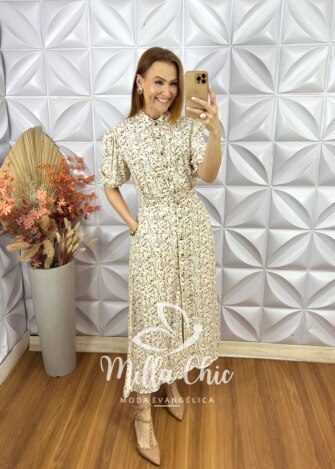 Vestido Salete Em Viscolinho - Creme - Milla Chic