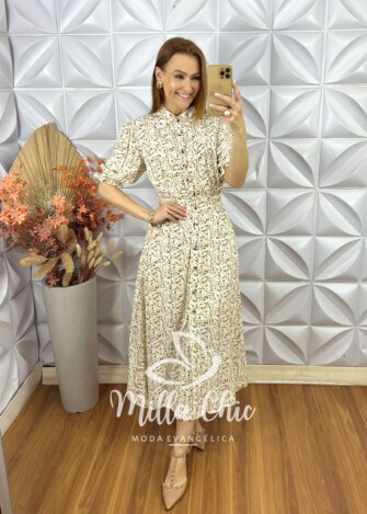Vestido Salete Em Viscolinho - Creme - Milla Chic