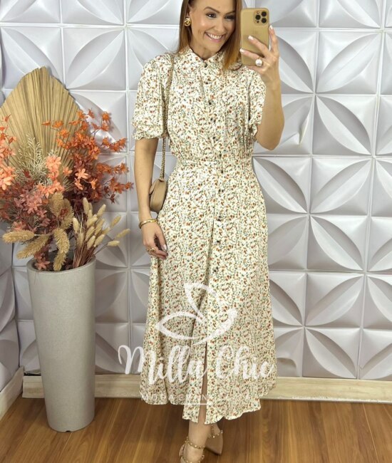 Vestido Salete Em Viscolinho - Creme - Milla Chic