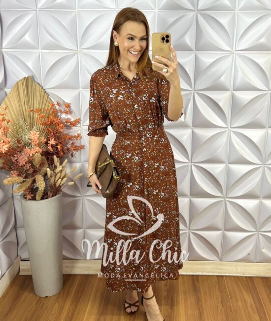 Vestido Salete Em Viscolinho - Marrom Escuro - Milla Chic