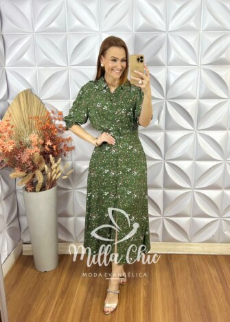 Vestido Salete Em Viscolinho - Verde - Milla Chic