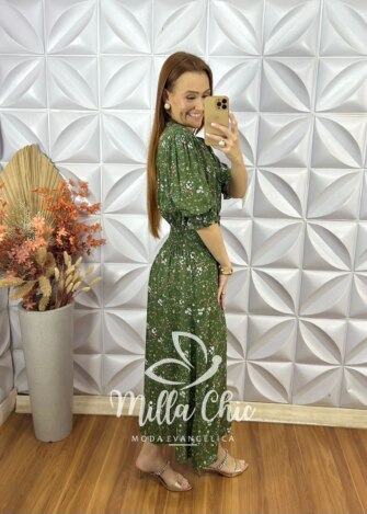 Vestido Salete Em Viscolinho - Verde - Milla Chic
