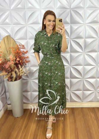 Vestido Salete Em Viscolinho - Verde - Milla Chic