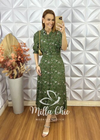 Vestido Salete Em Viscolinho - Verde - Milla Chic