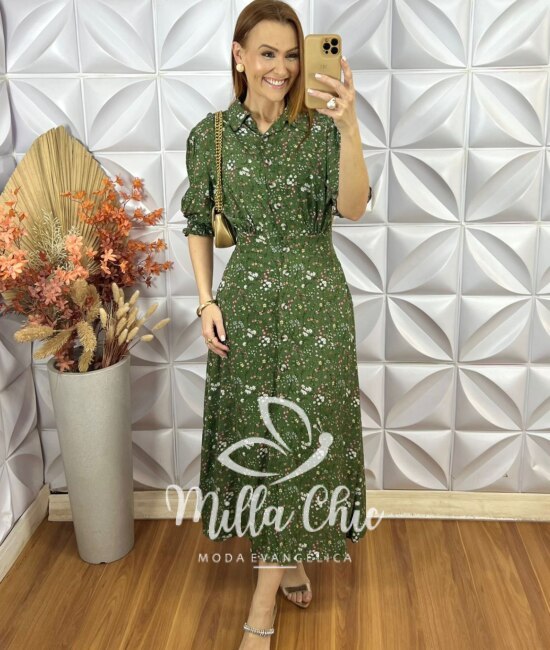 Vestido Salete Em Viscolinho - Verde - Milla Chic