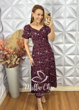 Vestido Sheila Em Viscolinho - Marsala - Milla Chic