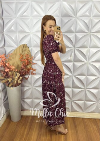 Vestido Sheila Em Viscolinho - Marsala - Milla Chic