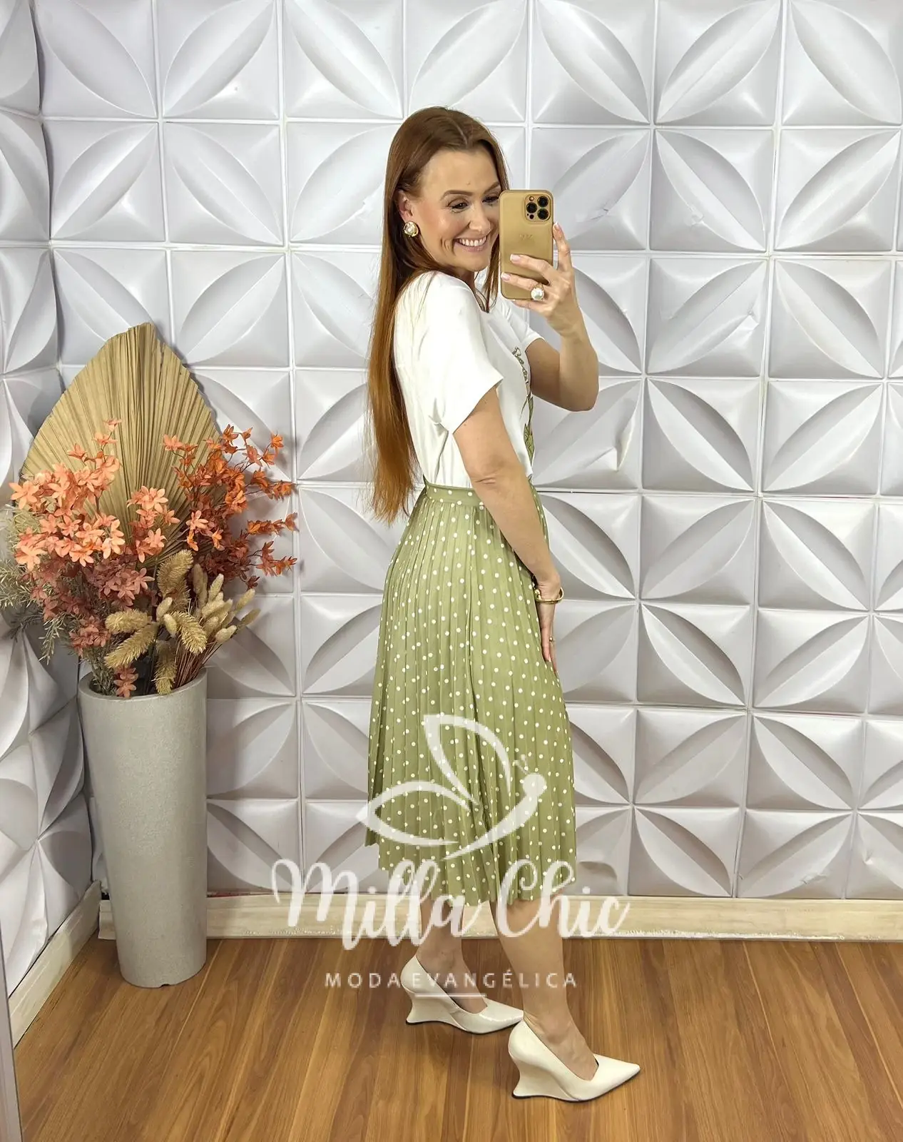 Conjunto Taciane Com Saia Plissada – Oliva – Milla Chic Conjunto Taciane Com Saia Plissada - Oliva - Milla Chic