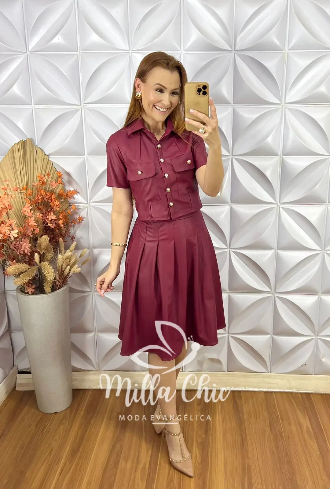 Conjunto França Em P.U – Bordô – Milla Chic Conjunto França Em P.U - Bordô - Milla Chic