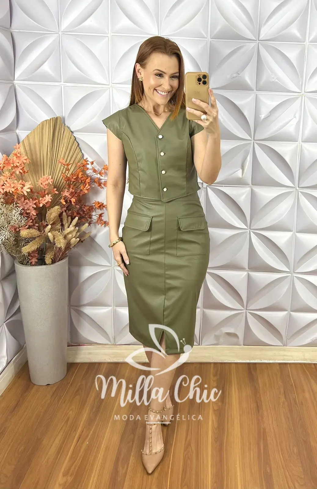 Conjunto Carmem em P.U – Verde Militar – Milla Chic Conjunto Carmem em P.U - Verde Militar - Milla Chic