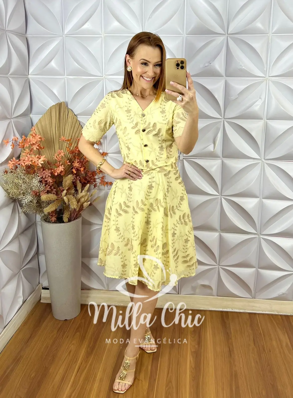 Conjunto Roberta Em Lesie De Algodão – Amarelo Manteiga – Milla Chic Conjunto Roberta Em Lesie De Algodão - Amarelo Manteiga - Milla Chic