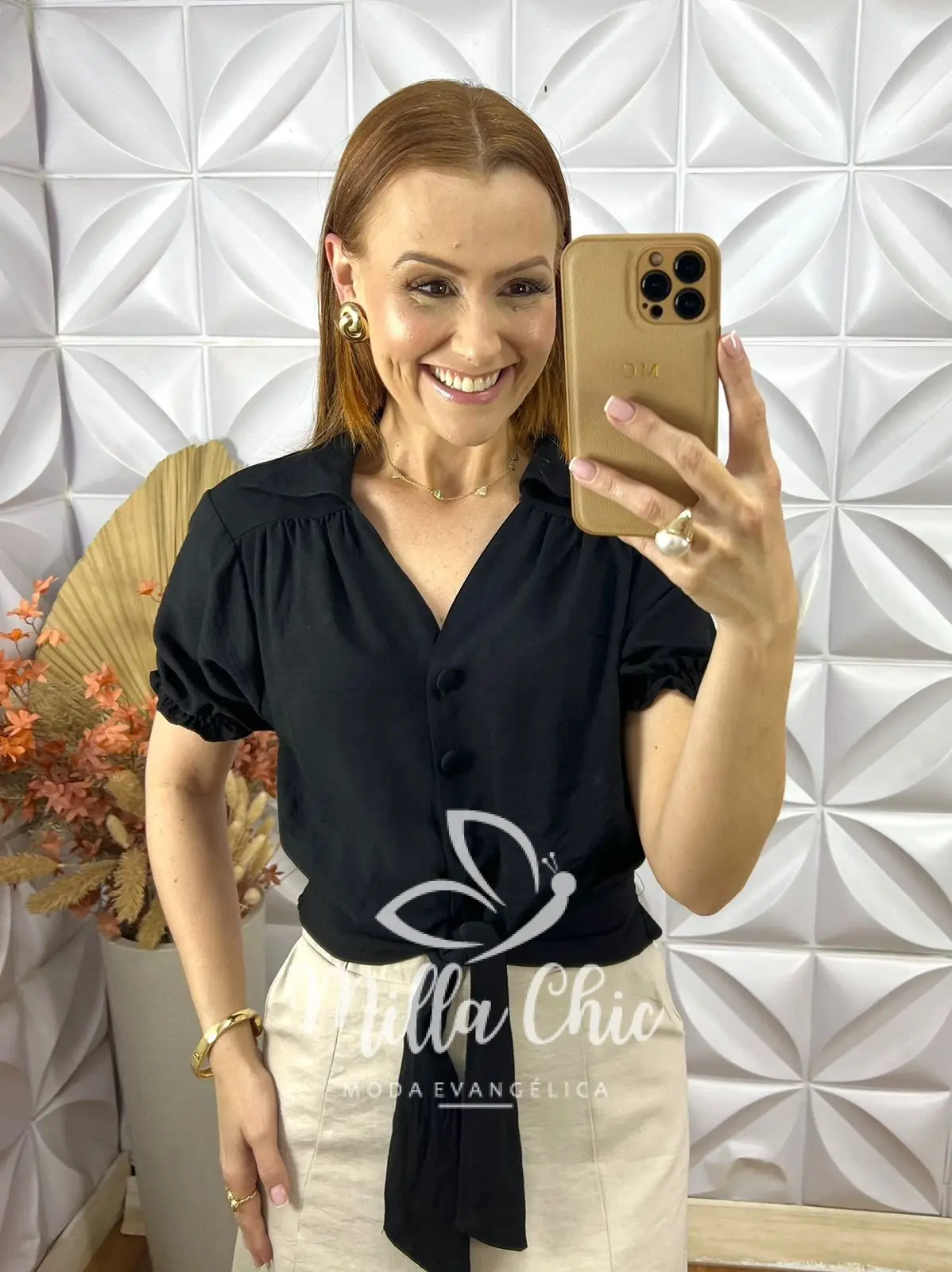 Camisa Mirela Em Viscoamida – Preto – Milla Chic Camisa Mirela Em Viscoamida - Preto - Milla Chic