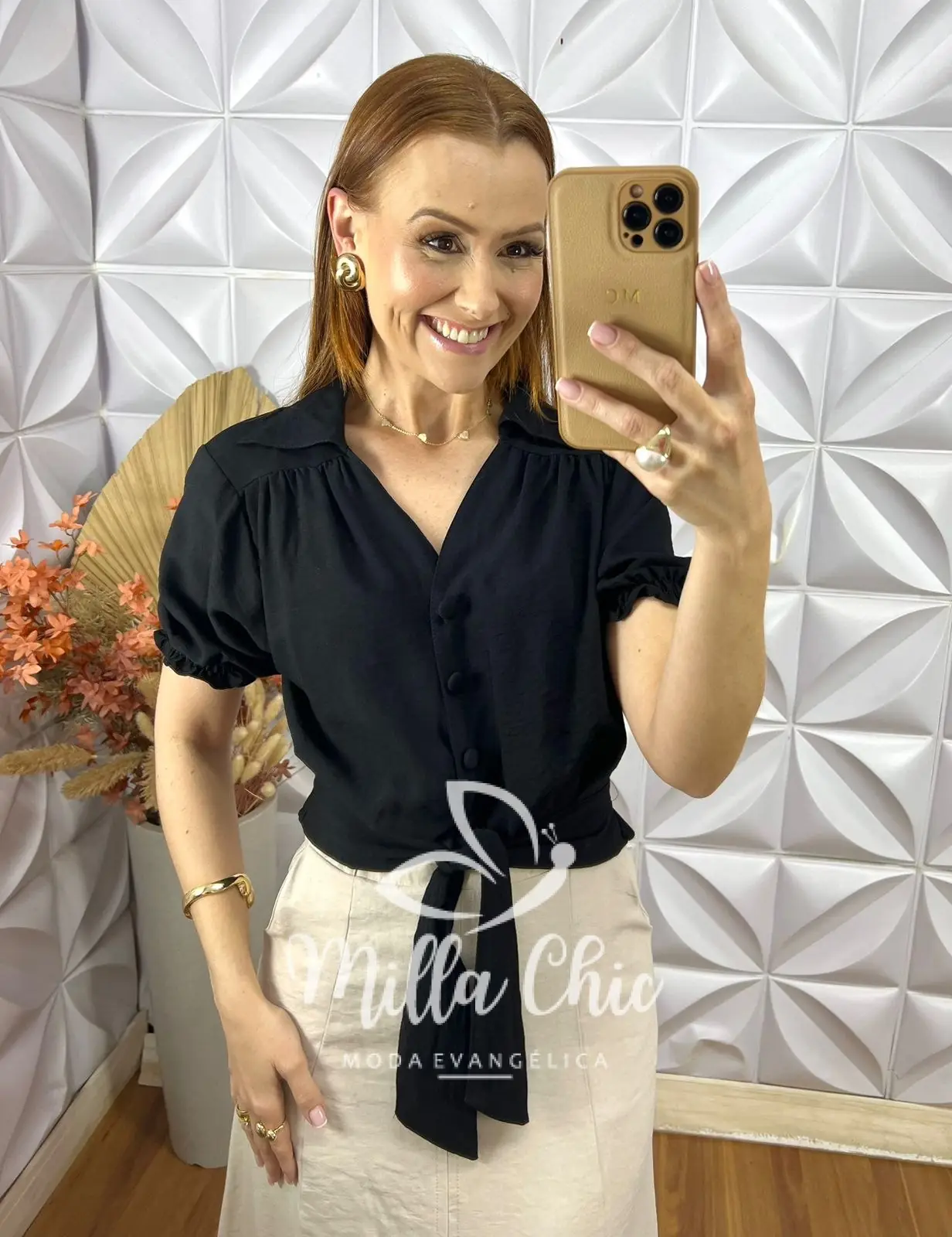 Camisa Mirela Em Viscoamida – Preto – Milla Chic Camisa Mirela Em Viscoamida - Preto - Milla Chic