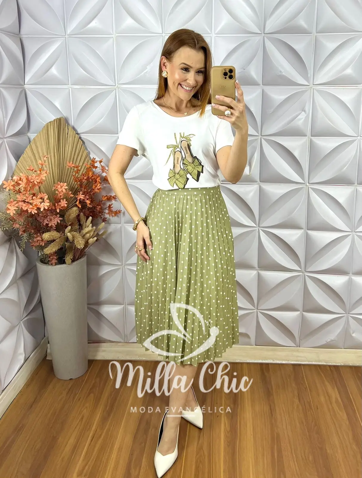 Conjunto Taciane Com Saia Plissada – Oliva – Milla Chic Conjunto Taciane Com Saia Plissada - Oliva - Milla Chic