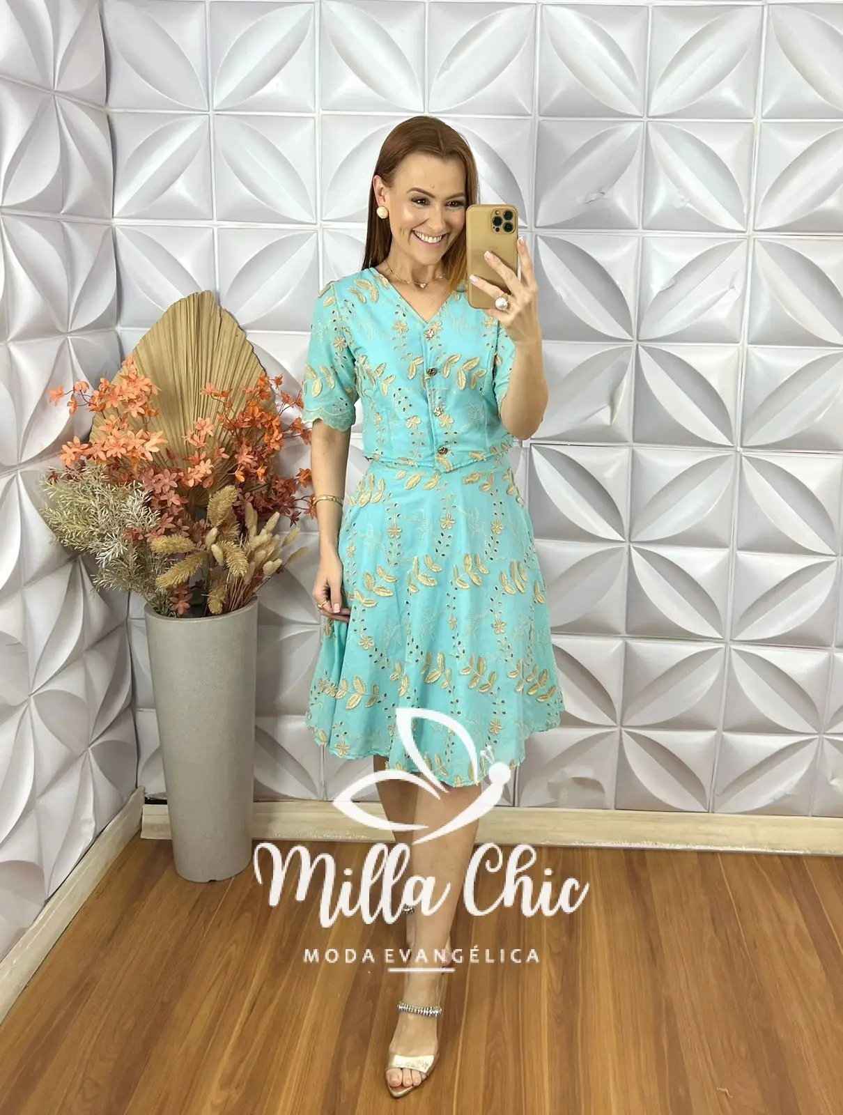 Conjunto Roberta Em Lesie De Algodão – Verde Acqua – Milla Chic Conjunto Roberta Em Lesie De Algodão - Verde Acqua - Milla Chic