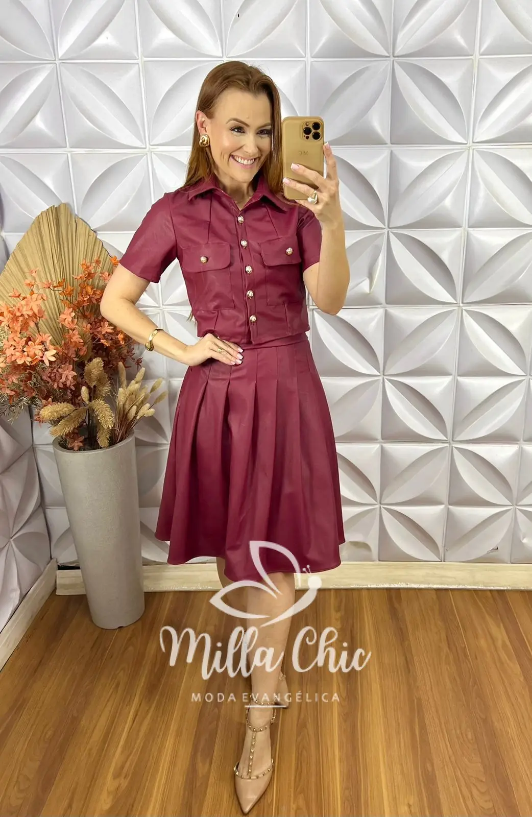 Conjunto França Em P.U – Bordô – Milla Chic Conjunto França Em P.U - Bordô - Milla Chic