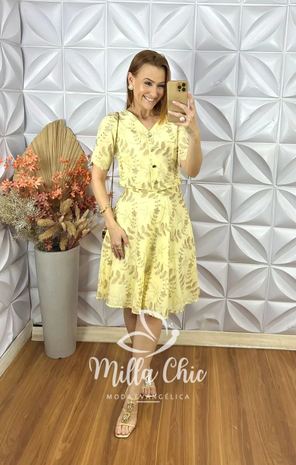 Conjunto Roberta Em Lesie De Algodão – Amarelo Manteiga – Milla Chic Conjunto Roberta Em Lesie De Algodão - Amarelo Manteiga - Milla Chic