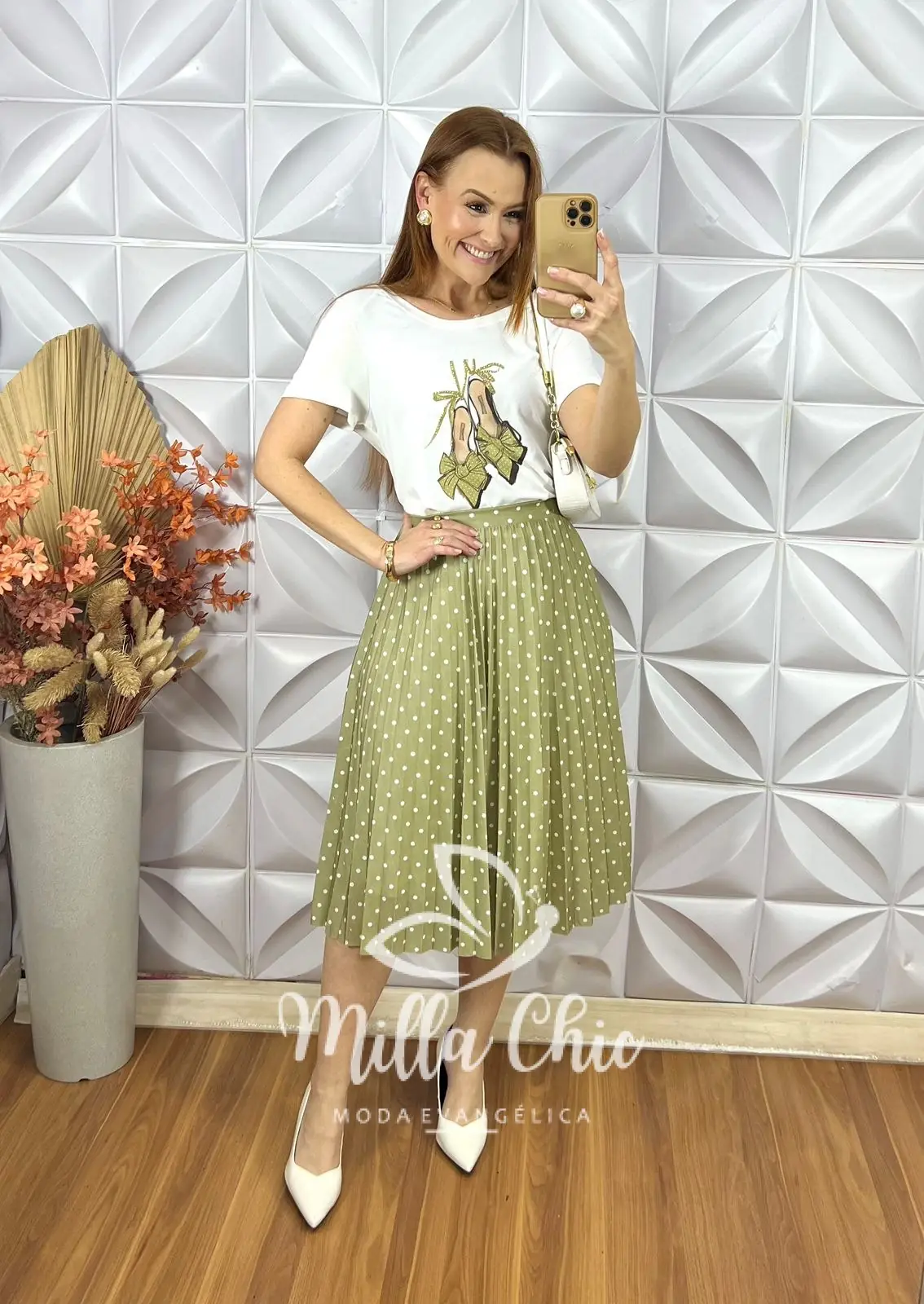 Conjunto Taciane Com Saia Plissada – Oliva – Milla Chic Conjunto Taciane Com Saia Plissada - Oliva - Milla Chic