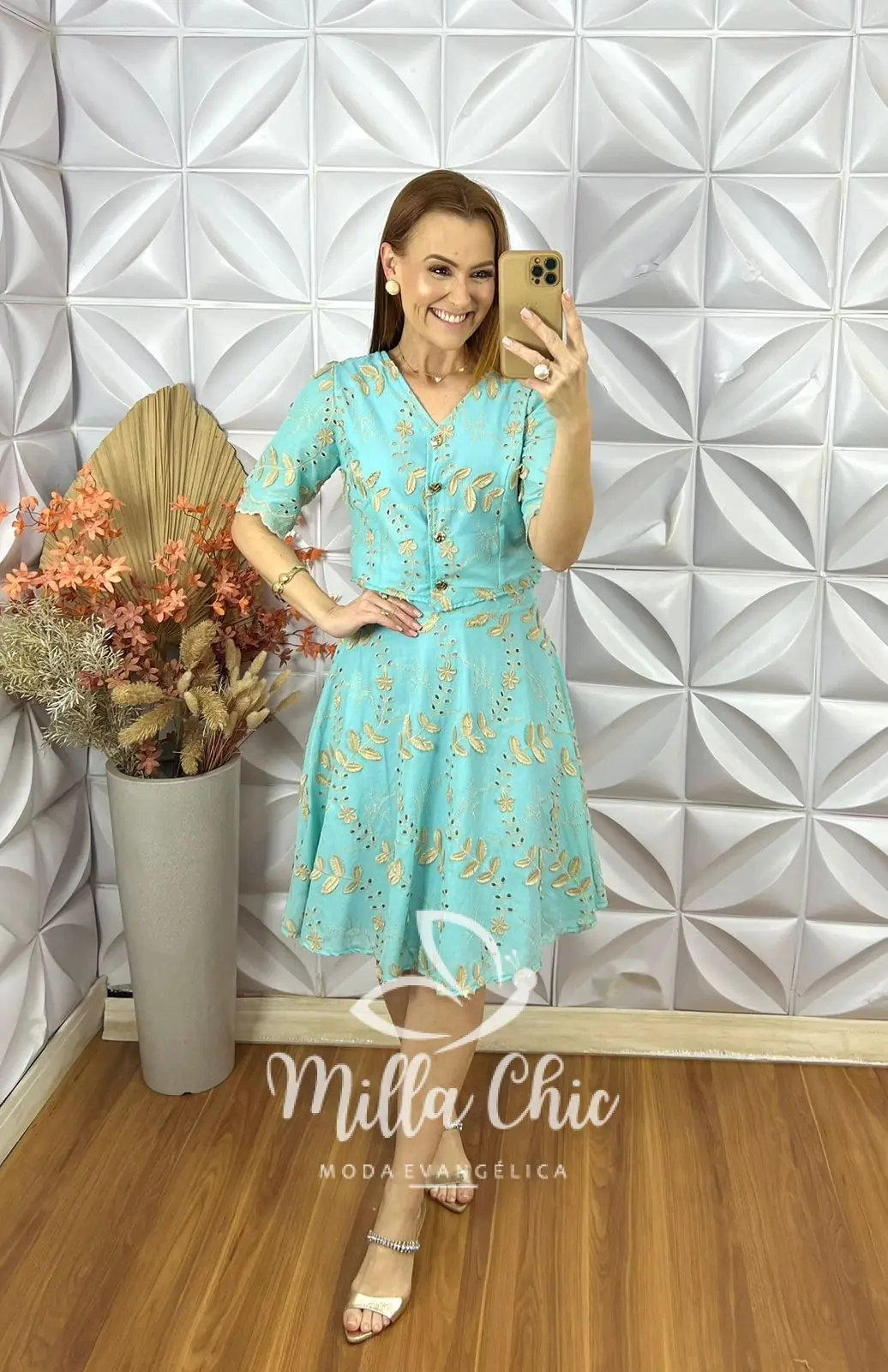 Conjunto Roberta Em Lesie De Algodão – Verde Acqua – Milla Chic Conjunto Roberta Em Lesie De Algodão - Verde Acqua - Milla Chic