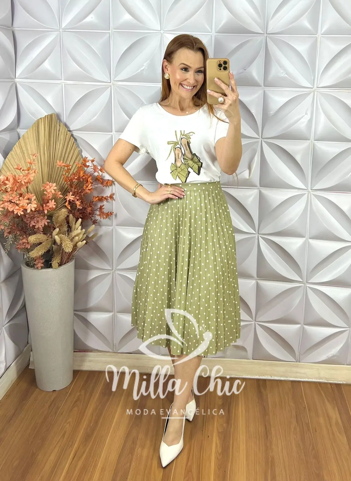 Conjunto Taciane Com Saia Plissada – Oliva – Milla Chic Conjunto Taciane Com Saia Plissada - Oliva - Milla Chic
