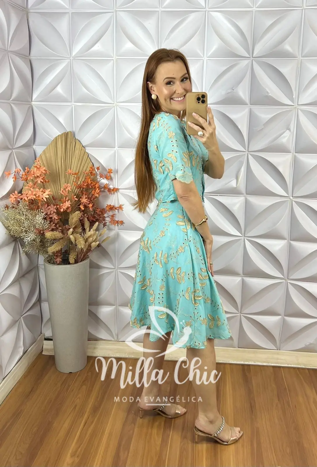 Conjunto Roberta Em Lesie De Algodão – Verde Acqua – Milla Chic Conjunto Roberta Em Lesie De Algodão - Verde Acqua - Milla Chic