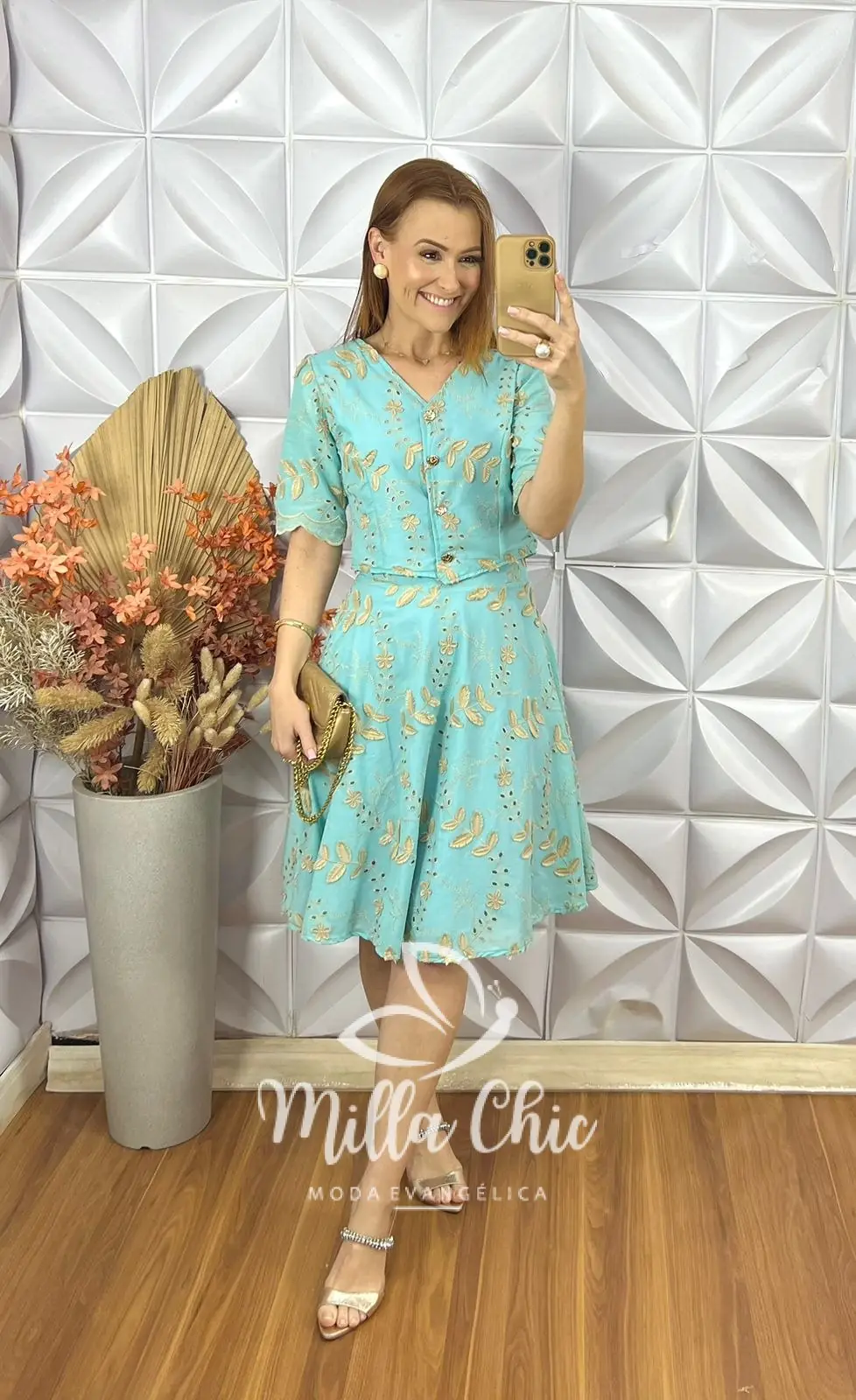 Conjunto Roberta Em Lesie De Algodão – Verde Acqua – Milla Chic Conjunto Roberta Em Lesie De Algodão - Verde Acqua - Milla Chic