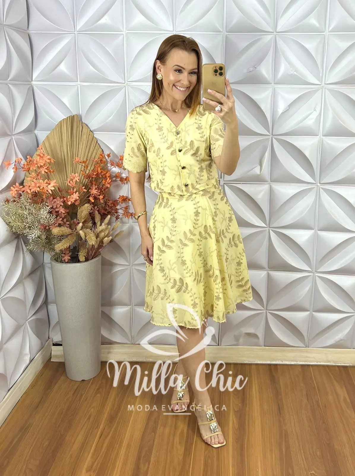 Conjunto Roberta Em Lesie De Algodão – Amarelo Manteiga – Milla Chic Conjunto Roberta Em Lesie De Algodão - Amarelo Manteiga - Milla Chic