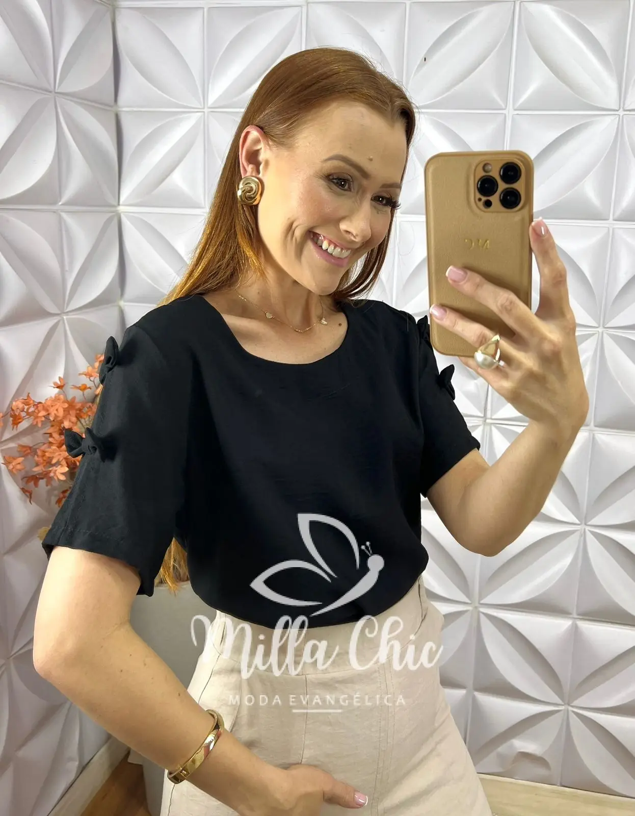Blusa Joana Com Laço na Manga – Preto – Milla Chic Blusa Joana Com Laço na Manga - Preto - Milla Chic