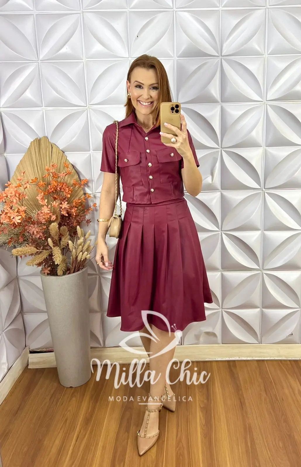 Conjunto França Em P.U – Bordô – Milla Chic Conjunto França Em P.U - Bordô - Milla Chic