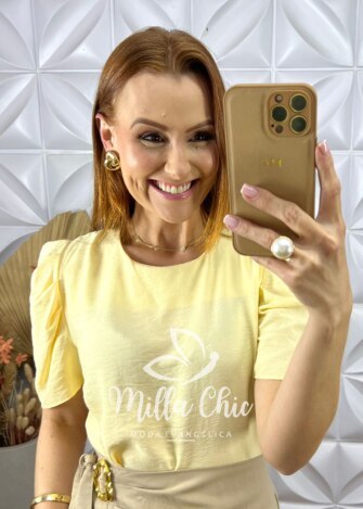 Blusa Joana Em Viscoamida - Manteiga - Milla Chic