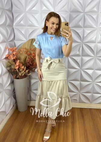 Blusa Nicole Manga Crochê - Branca - Milla Chic