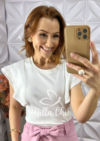 Blusa Telma Bordada - Branca - Milla Chic