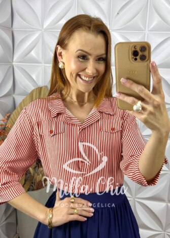 Camisa Rute Em viscose - Vermelha - Milla Chic