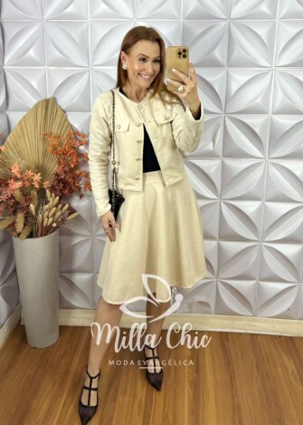Milla Chic - millachic com br conjunto bella em tweed off white 2 Conjunto Renata Em Tweed - Off White - Milla Chic