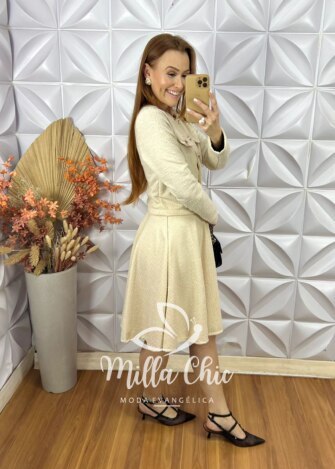 Conjunto Renata Em Tweed - Off White - Milla Chic