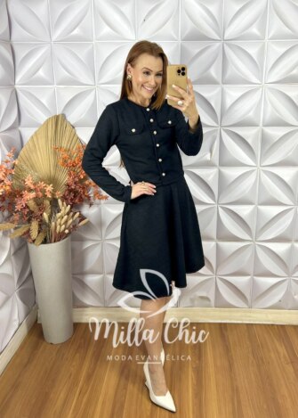 Milla Chic - millachic com br conjunto bella em tweed off white copia 2 Conjunto Renata Em Tweed - Preto - Milla Chic