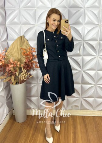 Milla Chic - millachic com br conjunto bella em tweed off white copia 3 Conjunto Renata Em Tweed - Preto - Milla Chic