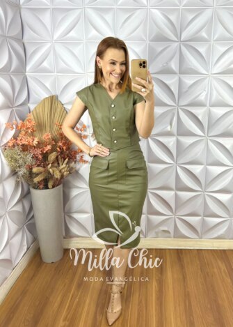 Conjunto Carmem em P.U - Verde Militar - Milla Chic