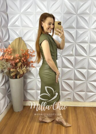 Milla Chic - millachic com br conjunto carmem em p u verde militar 4 Conjunto Carmem em P.U - Verde Militar - Milla Chic