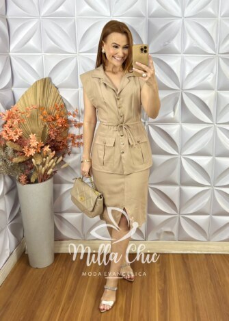 Conjunto de Parka Denise - Bege - Milla Chic