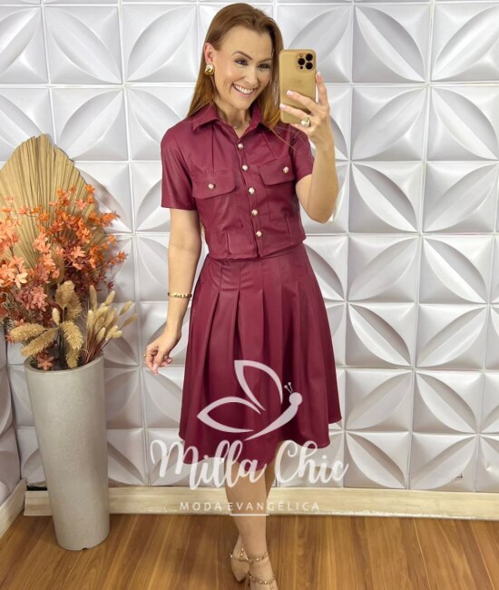 Conjunto França Em P.U - Bordô - Milla Chic
