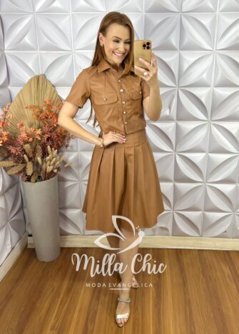 Conjunto França Em P.U - Caramelo - Milla Chic