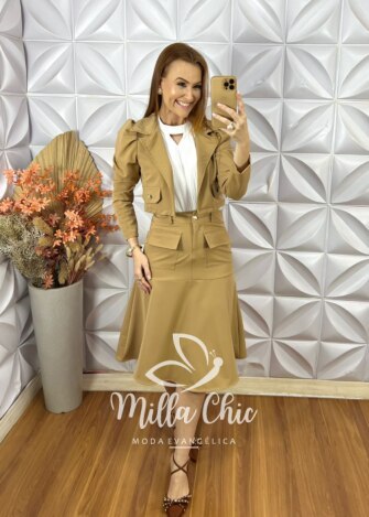 Conjunto Jade Em Alfaiataria - Cappuccino - Milla Chic