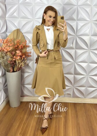 Conjunto Jade Em Alfaiataria - Cappuccino - Milla Chic