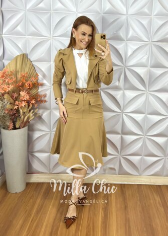 Conjunto Jade Em Alfaiataria - Cappuccino - Milla Chic