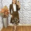 Conjunto Jade Em Alfaiataria - Marrom - Milla Chic