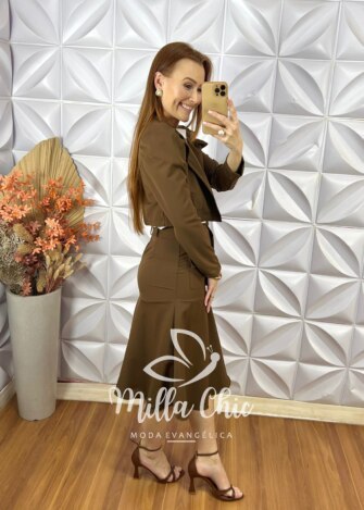 Conjunto Jade Em Alfaiataria - Marrom - Milla Chic
