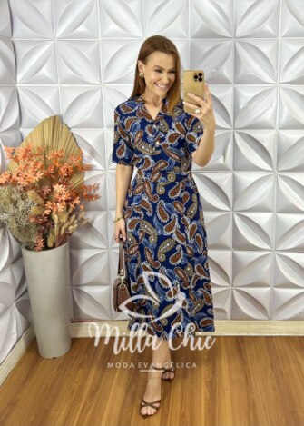 Conjunto Poliana em Viscolinho - Azul Marinho - Milla Chic