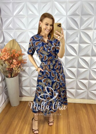 Conjunto Poliana em Viscolinho - Azul Marinho - Milla Chic